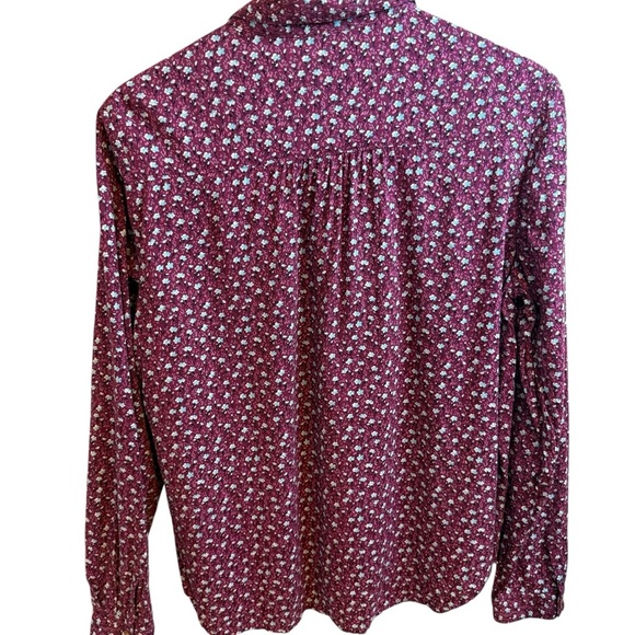 Maeve by Anthropologie Calico Purple 3/4 Sleeve Button Down Shirt - Picture 4 of 9
